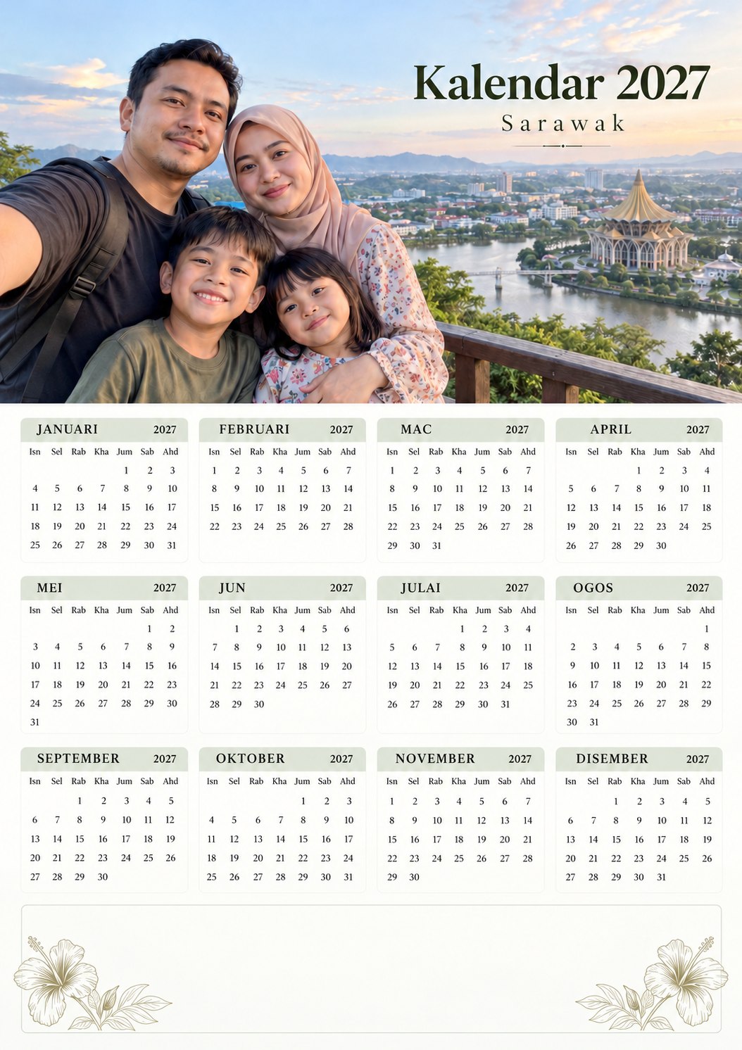 Illustrative AI-generated sample for Minimalist Full-Year Calendar