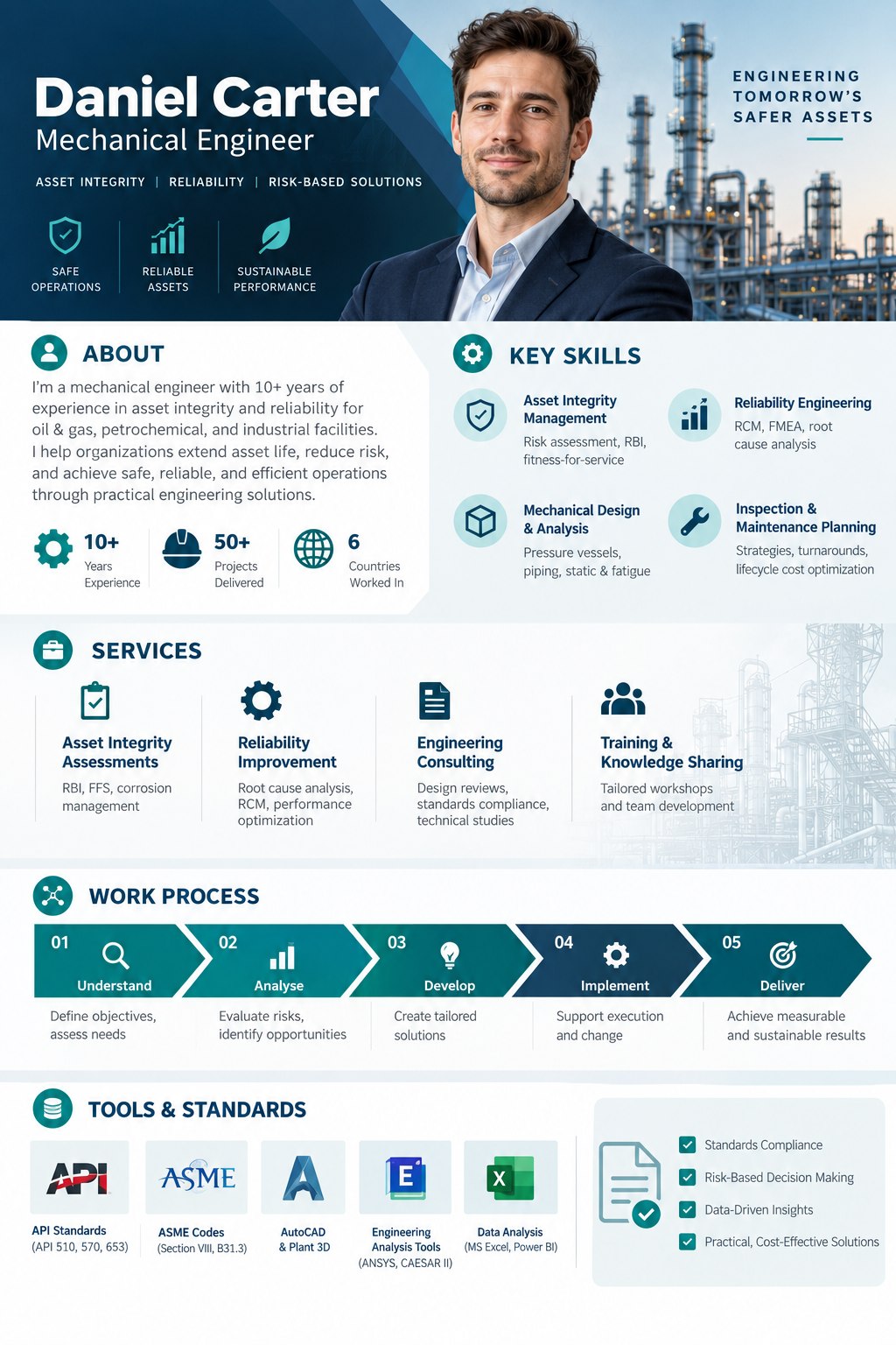 Illustrative AI-generated sample for Modern corporate infographic résumé